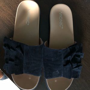 Vionic Black Suede Slide